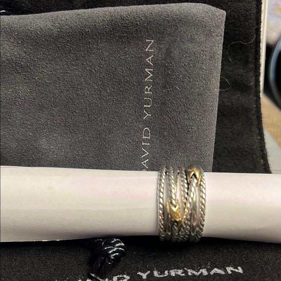 David Yurman Silver and Gold Cable Ring - Picture 4 of 6